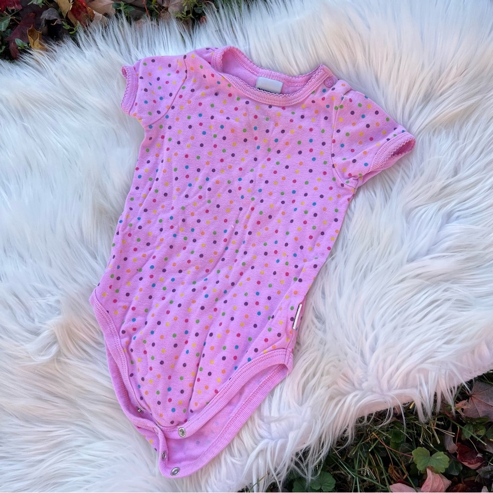 OshKosh B’gosh Pink Confetti Polka Dot Short Sleeve Onesie Bodysuit